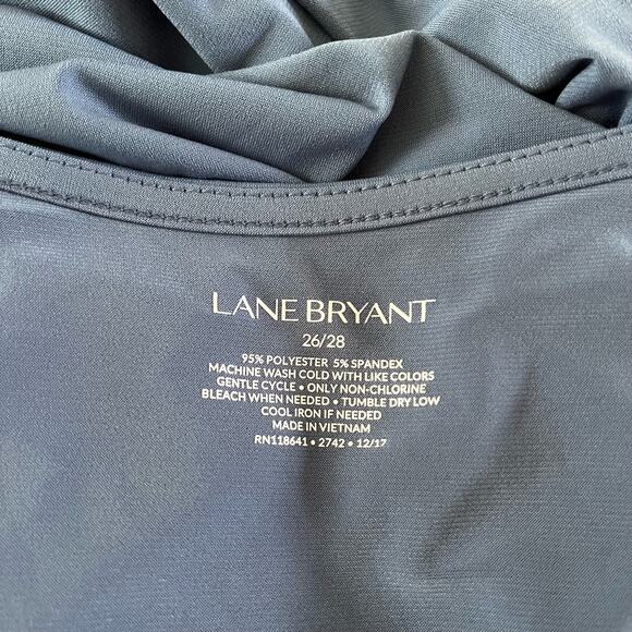 Lane Bryant Blue Cowlneck Wrap Top Wmns Sz 26/28/4X Work Office Career Stretch - Picture 5 of 6
